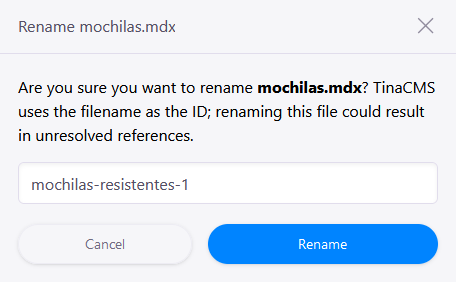 Rename modal